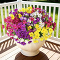 INQCMY Artificial Flowers for Outdoors Fake Plants Spring Decoration, 12 Bundles Faux Petunias UV Resistant No Fade Realistic Silk Flower for Outside Planters Patio Porch Yard Window Box