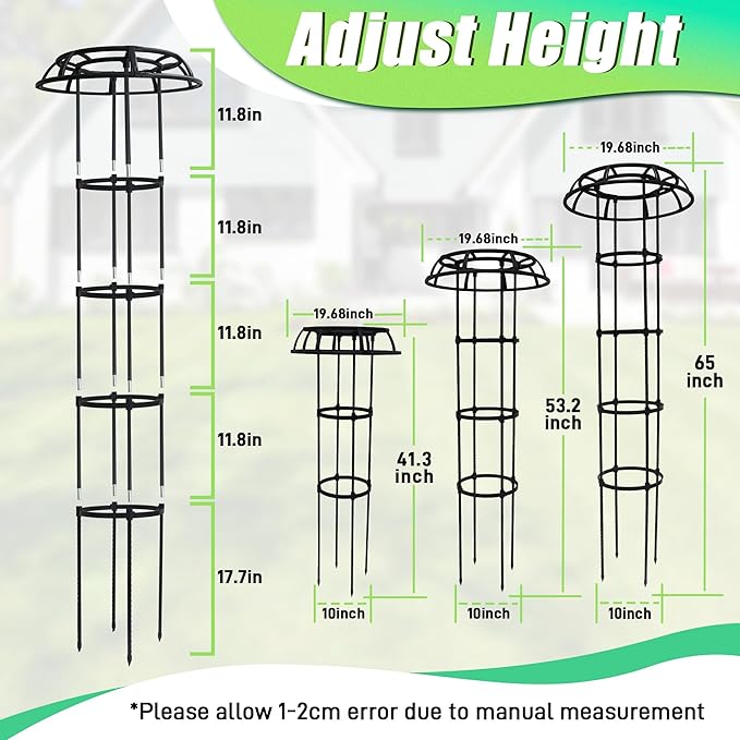 Garden Trellis for Climbing Plants Outdoor, 53 Inch Mushroom Top Trellis for Climbing Plants, Metal Plant Flower Trellises for Vine Grape Vegetable Cucumber Tomato Trellis, 1 Pack