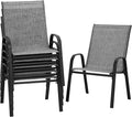 PIZZELLO Patio Chairs Set of 6 - Outdoor Stackable Dining Chairs for All Weather - Lightweight Textilene Outdoor Chair Sets with Armrests - 330Lbs Capacity - for Backyard Garden Porch Poolside (Grey)