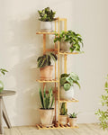 Bamworld Bamboo Plant Stand Indoor 5 Tiered Plant Shelf Outdoor Corner Plant Rack for Multiple Plants Flower Stand Plant Holder for Living Room Bedroom Balcony Patio Garden 43 Inch Natural