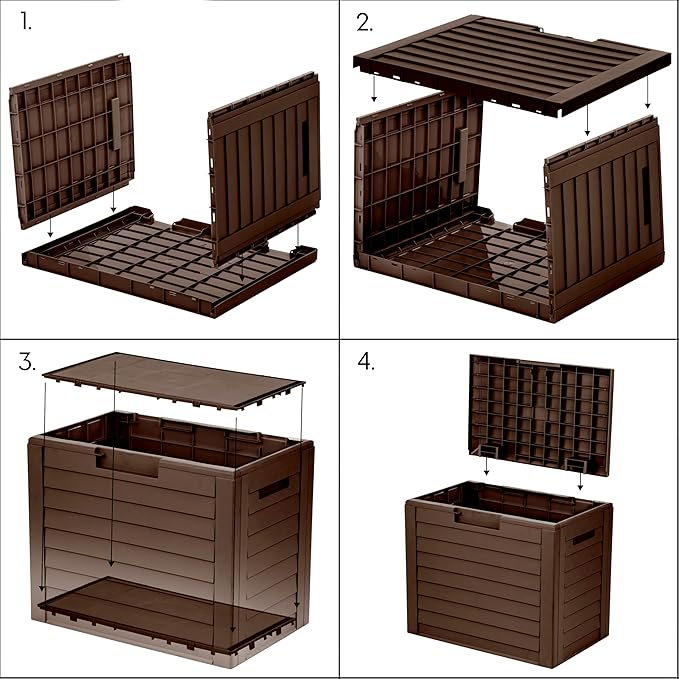 IRIS USA 35-Gallon Outdoor Deck Storage Box, Lockable & UV-Protected, Weather-Resistant Patio Storage for Cushions, Garden Tools & Packages, Waterproof Resin, Durable & Stylish Design - Brown