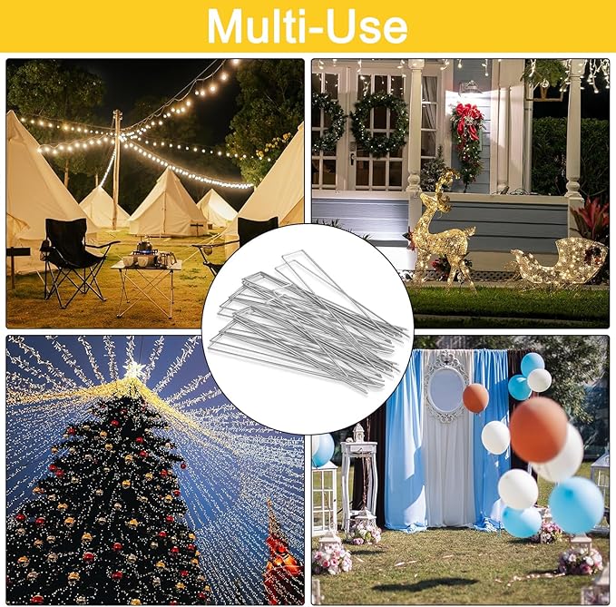 HongWay 60 Pack 6 Inch Landscape Staples, Galvanized Garden Stakes 11 Gauge Plant Cover Stakes U-Shaped Tent Stakes Landscaping Pins Yard Ground Staples for Lawn, Turf, Fence, Irrigation Hose