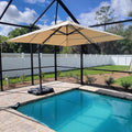PURPLE LEAF 8 Feet Square Cantilever Umbrella Patio Umbrella with Base Outdoor Umbrella Aluminum with 360-degree Rotation for Garden Deck Pool Patio Beige