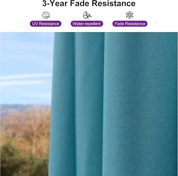 PURPLE LEAF 8' X 8' Patio Umbrella for Pool 7' High Offset Outdoor Cantilever Umbrella Swimming Pool Umbrella with 360°Rotation for Poolside Turquoise Blue