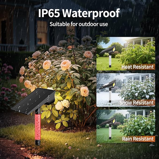 intelamp Solar Spot Lights Outdoor Waterproof, 4000mAh RGB LED Landscape Lights Warm White 3 Lighting Colors, IP65 Waterproof for Yard Driveway Tree Flag Garden Patio Outside Decor with Remote