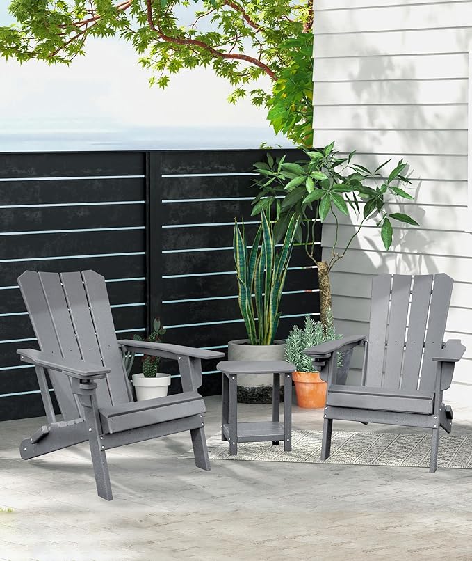 Adirondack Square Outdoor Side Table,2-Tier Storage Patio Side Table, HDPE End Tables for Backyard Pool Porch Garden Lawn