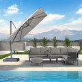 PURPLE LEAF Patio Umbrella 9' X 9' Rectangle Cantilever Umbrella Large Aluminum Outdoor Umbrellas with 360-degree Rotation & UPF40+ Premium Fabric for Deck Pool Garden Yard, Pebble Grey