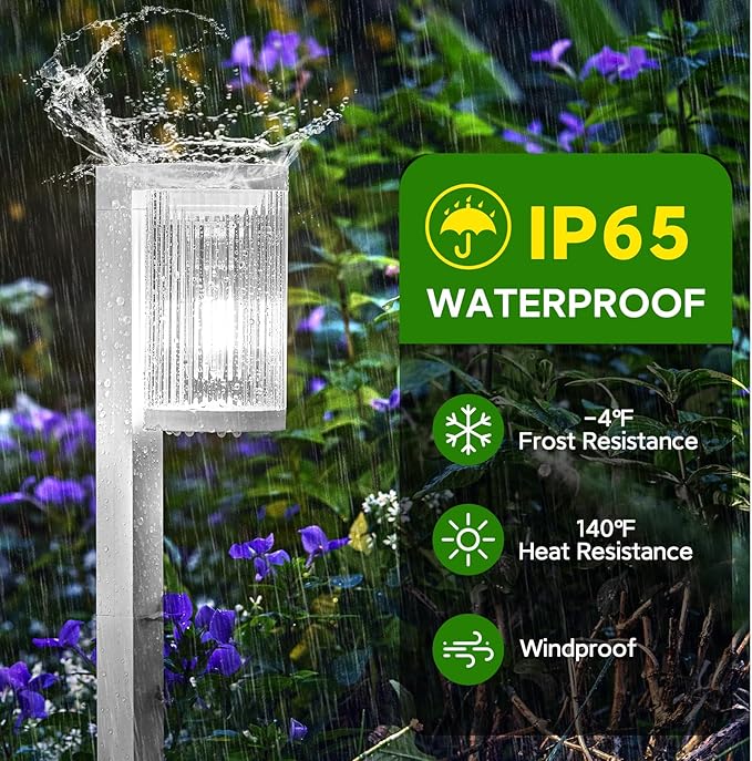 Solar Pathway Lights Outdoor, 6 Pack Upgraded Outdoor Solar Lights for Outside Super Bright Up to 12Hrs, IP65 Waterproof Solar Garden Lights for Yard Landscape Path Walkway Decor(Cool White)