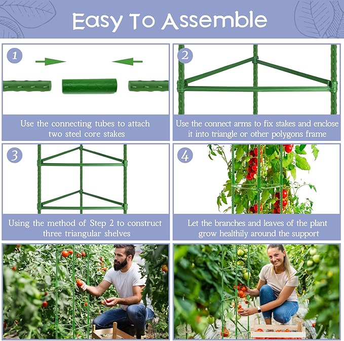 Legigo 8-Pack Up to 63inch Tomato Cages for Garden Plant Support- Garden Stakes Tomato Cage, Tomato Trellis for Potted Plants, Tomato Cages Plant Stakes for Climbing Vegetables Plants Flowers