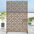 Casaphoria Metal Privacy Screen Outdoor, 72" H x 47" W Freestanding Decorative Privacy Screen for Patio Deck Balcony Garden with Stable Base, Brown-Perilla
