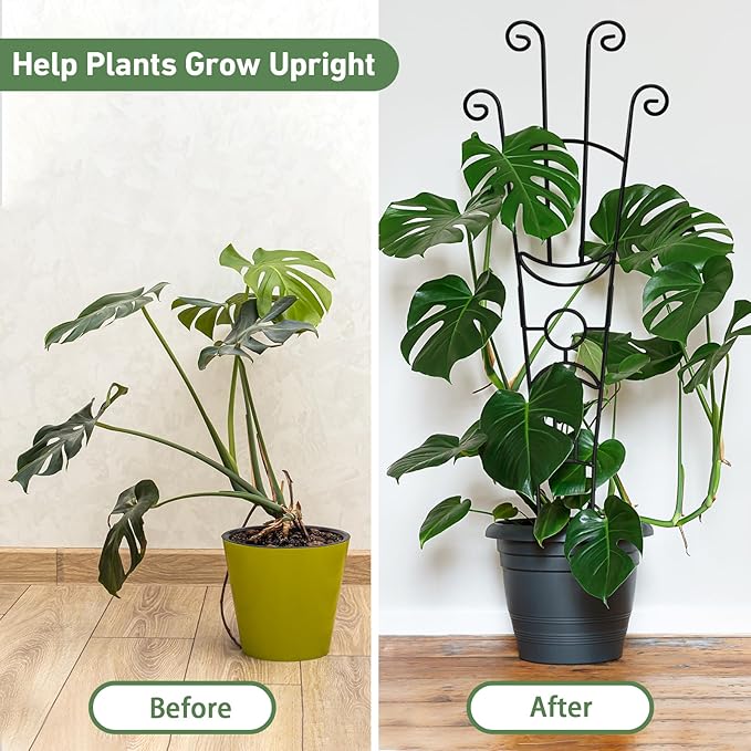 32.6in Plant Trellis for Climbing Plants Indoor Outdoor, Expandable Large Metal Garden Trellis for Potted Plants, Heavy-Duty Tall Pothos Plant Climber Support for Ivy Pothos Hoya Monstera, 2P