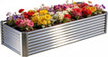 Galvanized Raised Garden Bed Kit Outdoor Patio,8x4x2ft Large Rectangular Metal Planter Boxes,Deep Root Box Planter for Gardening, Vegetables, Flowers, Herbs, 1 Pack, Silver