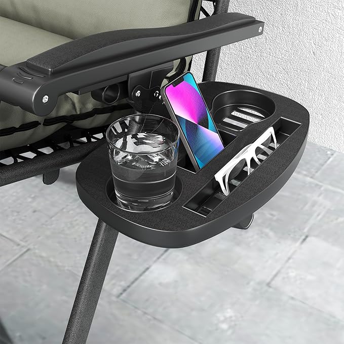 Outsunny Zero Gravity Chairs Set of 2, Reclining Folding Zero Gravity Lounge Chair, Outdoor Lounge Chairs with Removable Cushion, Headrest, and Cup Phone Holder Tray for Patio, Beach, Gray