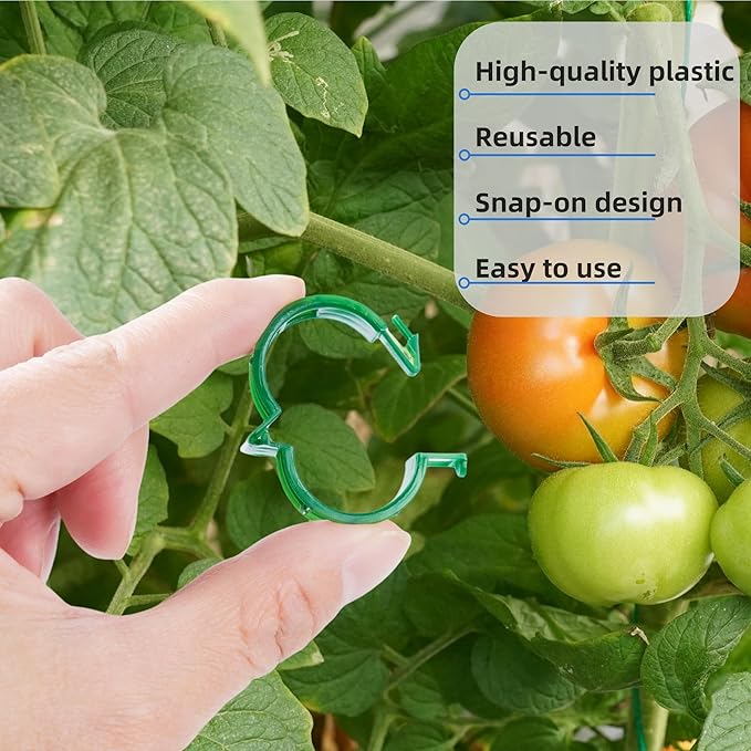 300 Pcs Plant Support Clips,Plastic Clips for Securing Plants,Tomato Vine Clips,Plant Fixing Clips,Garden Clips for Climbing Plants,Grape and Vine Vegetables (300, White)