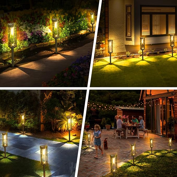 Solar Pathway Lights Outdoor 4 Packs, Bright Solar Path Light Outside Waterproof, Solar Garden Decorative Solar Powered Landscape Lights for Walkway Driveway Lawn Patio Sidewalk Yard Decor