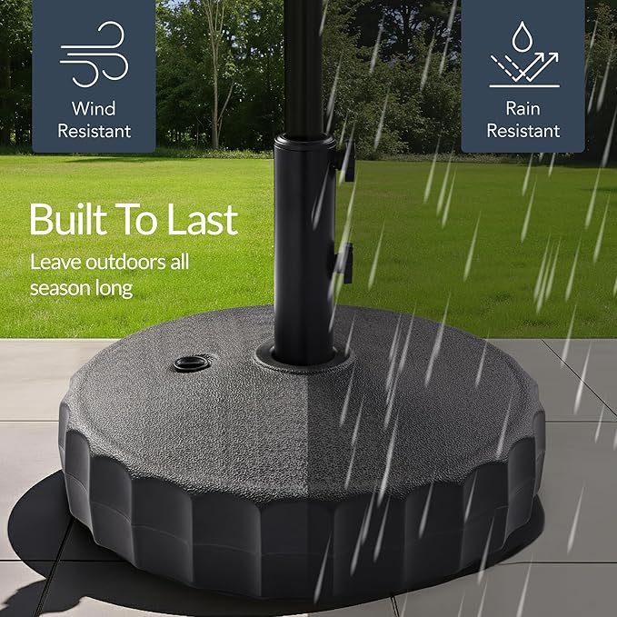 Best Choice Products Fillable Umbrella Base Stand Fluted Design Plastic Patio Umbrella Base Stand, Pole Holder for Outdoor, Lawn w/ 55lbs Weight Capacity, Adjustment Knob