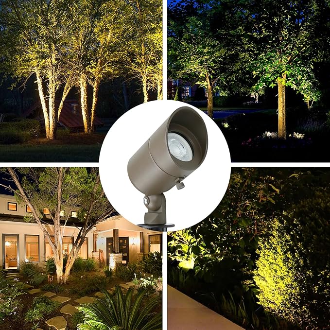 Lumina Lighting® 4W Landscape lighting 12V Landscape Lights Low Voltage Landscape Spotlights Warm White Waterproof Outdoor Replaceable LED Bulb for Garden, Lawn, Porch, Patio and Yard (Bronze, 6-Pack)