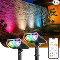 Linkind Smart Solar Lights Outdoor SL5 with Motion Sensor, APP Control Color Changing Solar Spot Lights Outdoor, St. Patrick's Day Decorations, IP65 Landscape Lighting for Yard, Garden, Path(2 Pack)