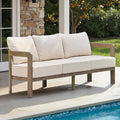 Outdoor Couch Aluminum Patio Furniture, 3-Seat All-Weather Metal Modern Patio Sofa with Washable Thick Cushion for Garden/Backyard/Porch, Beige