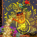 Solar Lights Outdoor Garden Decor, Cardinals Hanging Waterproof Watering Can Lights Outside Decorations for Yard Front Porch Patio Christmas Gift for Mom Grandma Women Birthday （with Shepherd Hook）