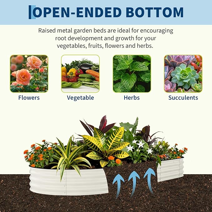 Garvee Galvanized Raised Garden Bed Outdoor, 8x4x1.5 ft Metal Planter Box for Flowers Vegetables, Rust-Resistant Raised Garden Beds for Gardening, Easy Assembly Outdoor Garden Box & Planters, Beige