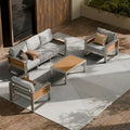 ZANDOR Aluminum Outdoor Patio Conversation Furniture Set, 4 PCS Metal Modern Outside Sectional Lawn Furniture with Coffee Table & Washable Thick Cushions,Seating Sofa for Garden/Backyard/Porch Silver