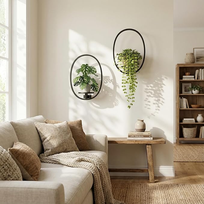 2 Pack Plant Stand Indoor Outdoor Hanging Planters for Plants Wall Plant Holder for Indoor Plants Plant Frames Wall Decor for Livingroom Bedroom Balcony Patio
