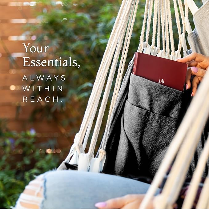 Hanging Hammock Chair Swing – Hanging Chair Outdoor & Indoor - Hammock Swing Chair – Quick & Easy Setup with Hardware Kit – Durable & Spacious Full Body Support – Holds 440 Lbs