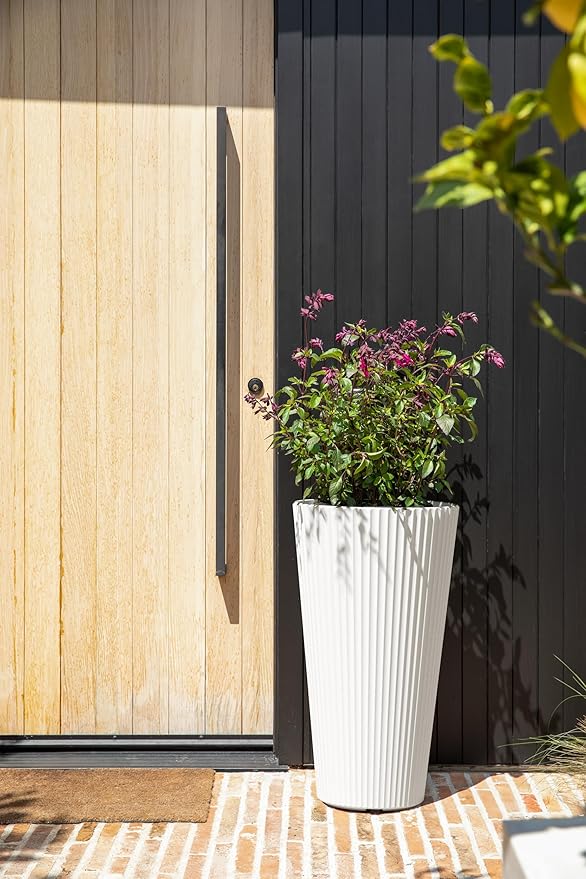 Veradek Demi Series Tall Planter for Porch, Patio, Backyard | Durable Plastic-Concrete Material | Modern Décor for Tall Plants, Grasses