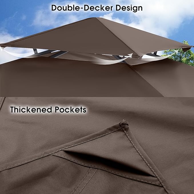 MASTERCANOPY Grill Gazebo Replacement Canopy Top for Model L-GG001PST-F (Brown)