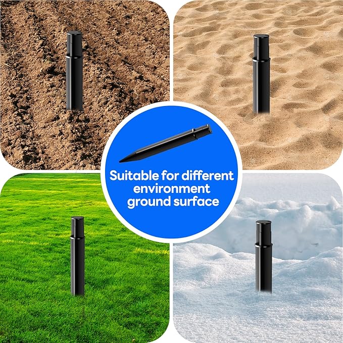 8 Pack Reinforced Ground Stakes, 0.83" x 8.27" Solar Lights Spikes, ABS Plastic Replacement Nails for Solar Pathway Lights Spot Lights Torch Lights Garden Lights