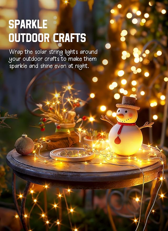 Brightown Outdoor Solar String Lights, 6 Pack 33Feet 100 Led Solar Powered Fairy Lights with 8 Modes Waterproof Decoration Copper Wire Lights for Patio Yard Trees Christmas Wedding Party (Warm White)