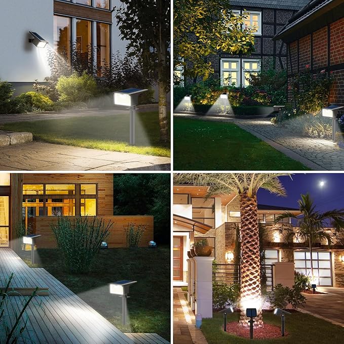 nipify 8 Pack Solar Spot Lights Outdoor - 62 LED Motion Sensor Outdoor Spotlights Waterproof with 3 Modes, Auto On/Off Solar Powered Landscape Lighting for Outside Yard Garden Tree Driveway,Cool White