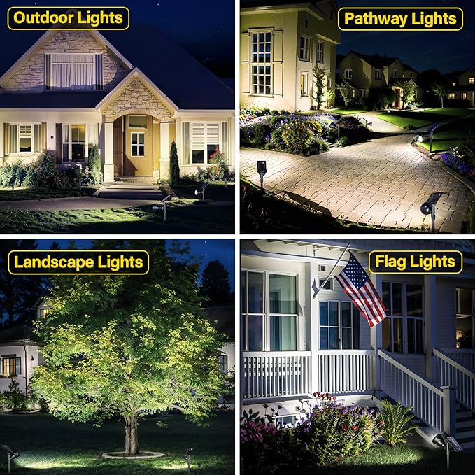 ROSHWEY Solar Outdoor Lights, Waterproof Solar Yard Lights 600LM Spot Light Outdoor for Tree Pathway Walkway Driveway Patio (Cool White, 4Pack)