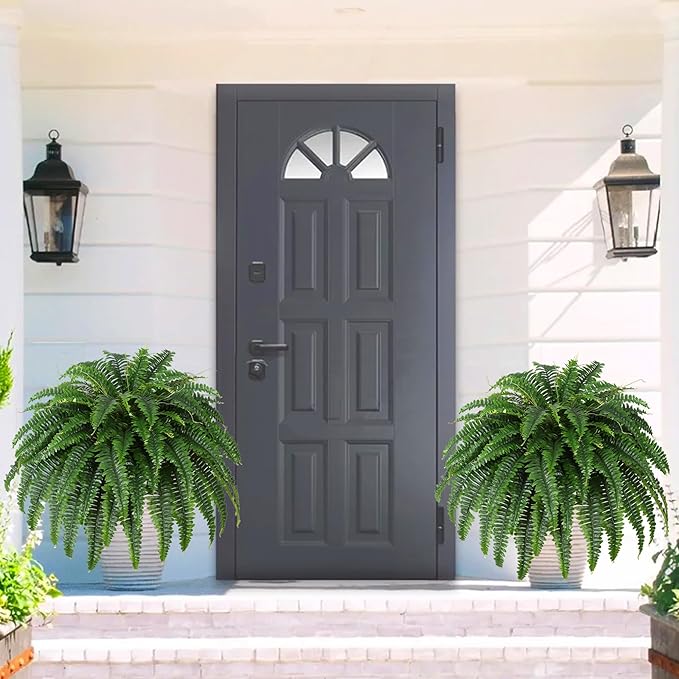 Single Silky Artificial Boston Fern Bush, 43Inch Large Artificial Ferns for Outdoors, Large Faux Ferns Artificial Plants,Suitable for Decorating Office, Living Room Faux Greenery,69Branches