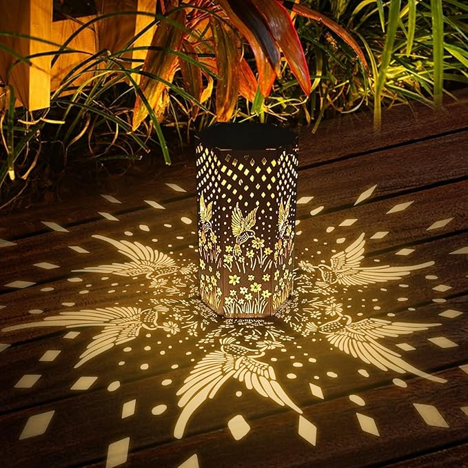 Mothers Day Gifts for Mom Grandma - Birthday Gifts for Women, 4 Pack Hummingbird Solar Lanterns Outdoor Waterproof Solar Lights Outdoor Hanging Garden Decor for Outside