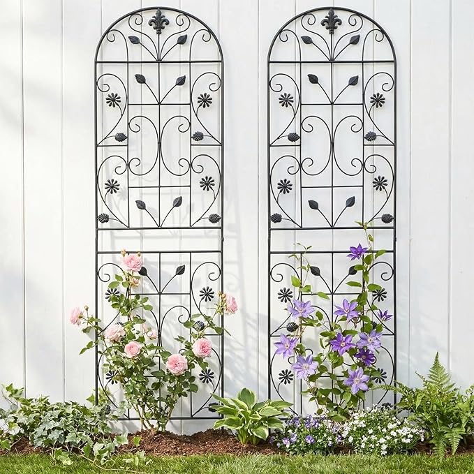 Trellis for Climbing Plants Outdoor, （2 Pack 70.8x19.6-inch）, Generic Metal Garden Trellis, Rustproof, Easy Assembly,（Black）