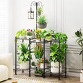 Plant Stand Indoor Outdoor, Heavy Duty Metal Waterproof 6 Tiered Plant Shelf for Multiple Flower Planter Holder Rack, Black - C6
