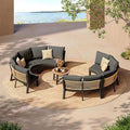 Outdoor Aluminum Patio Furniture Set, 7 Piece Curved Outdoor Sectional Sofas with Coffee Table, PE Rope Patio Conversation Sets, All-Weather Patio Couch Sets with Cushions, Graphite