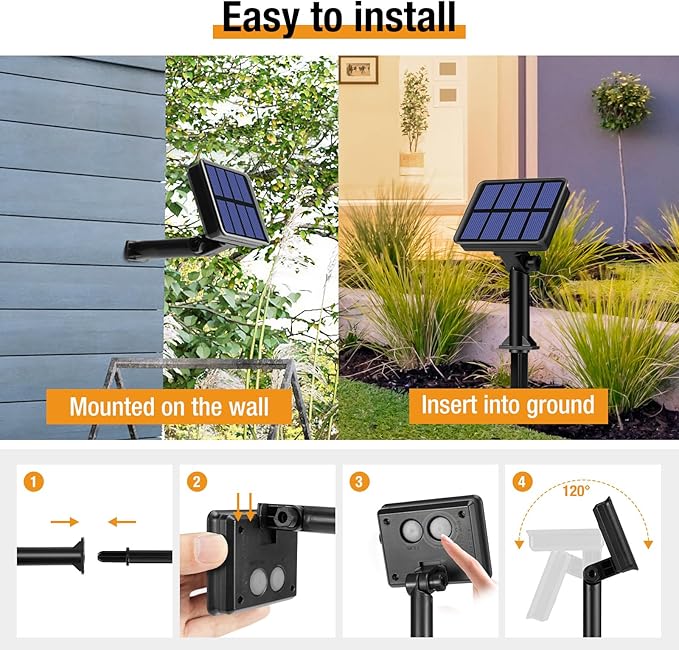 btfarm 2 Pack Solar String Lights Outdoor, 66FT 160LED Solar Fairy Lights Outside Waterproof 8 Modes, Copper Wire Solar Powered Twinkle Light for Garden Tree Christmas Wedding Party,Warm White