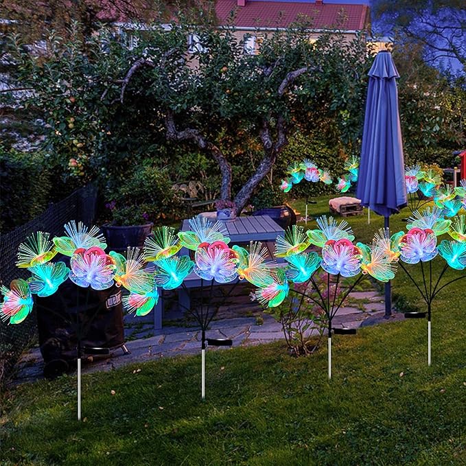 JJGoo 2 Pack Solar Garden Lights, Solar Flower Swaying Light for Outside, New Upgraded Outdoor Waterproof Light for Garden Patio Yard Front Porch Decor