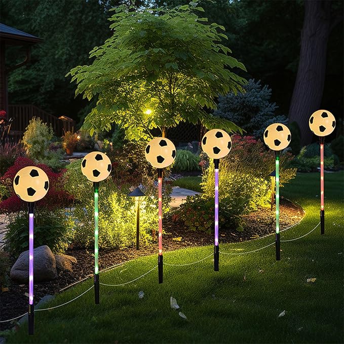 Solar Lights Outdoor, Soccer Theme LED Stake Light for Garden Yard Pathway Patio Walkway Landscape Decoration