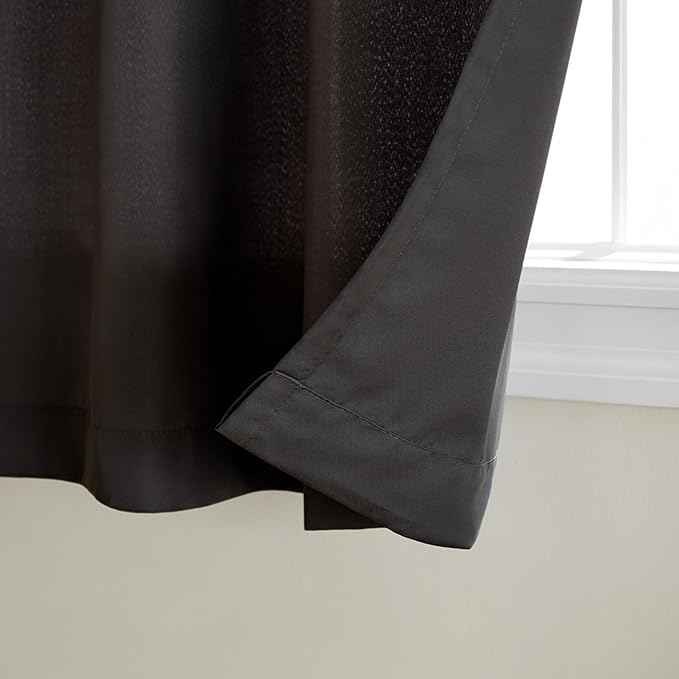 Town & Country Basics Cabana Solid Heavyweight Indoor Outdoor Curtains, Light Filtering Opacity with Grommet Top, Water Repellent, 2-Pack Set, 54"x96", Black