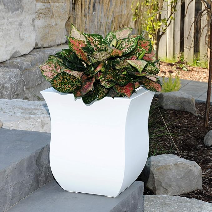 Mayne 5873-W Polyethylene Planter, White 16x16