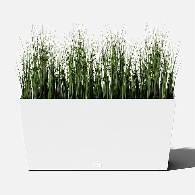 Veradek Pure Series Midori Trough Planter - Large Rectangular Planter for Indoor or Outdoor Deck/Porch | Durable All-Weather Use with Drainage Holes | Modern Decor for Shrubs, Flowers, Small Plants
