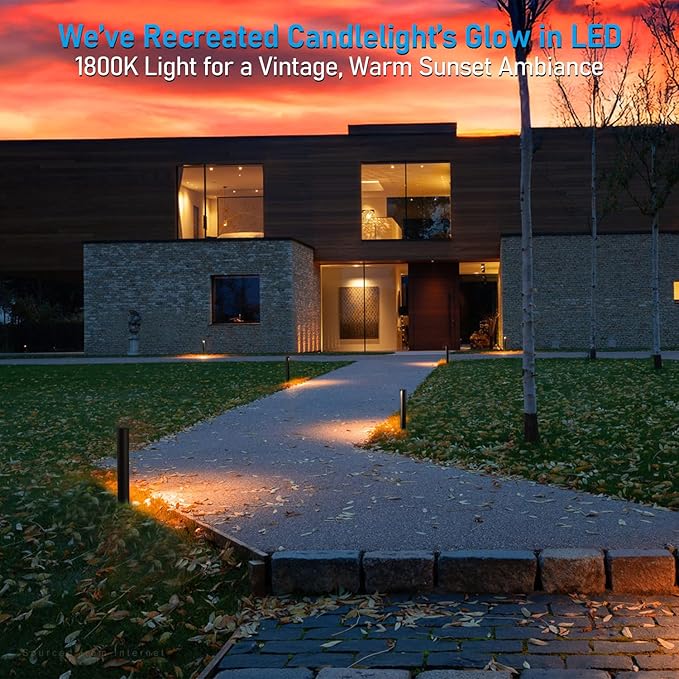 LEONLITE 12-Pack 5CCT Low Voltage Pathway Lights, 5W 12-24V Wired LED Landscape Lighting for Yard Sidewalk, IP65 Waterproof Path Light, Die-Casted Aluminum, 1800K/2700K/3000K/4000K/5000K, ETL
