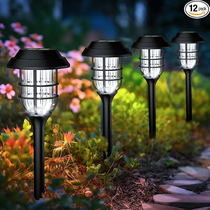 SOLPEX Solar Lights for Outside, Solar Outdoor Pathway Garden Lights Waterproof, Solar Powered Landscape Lighting for Yard, Garden, Pathway, Patio, Porch, Walkway, Driveway, 12 Pack(Cold White)