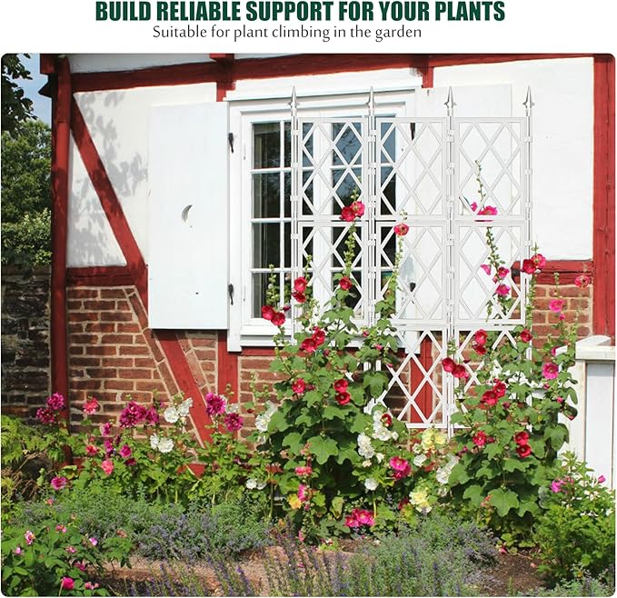 5.25FT Metal Pipe Trellis for Climbing Plants Outdoor, Garden Wall White Trellis with Garden Twist Tie, Support Tall Plant Fence for Ivy Vines Rose Flower