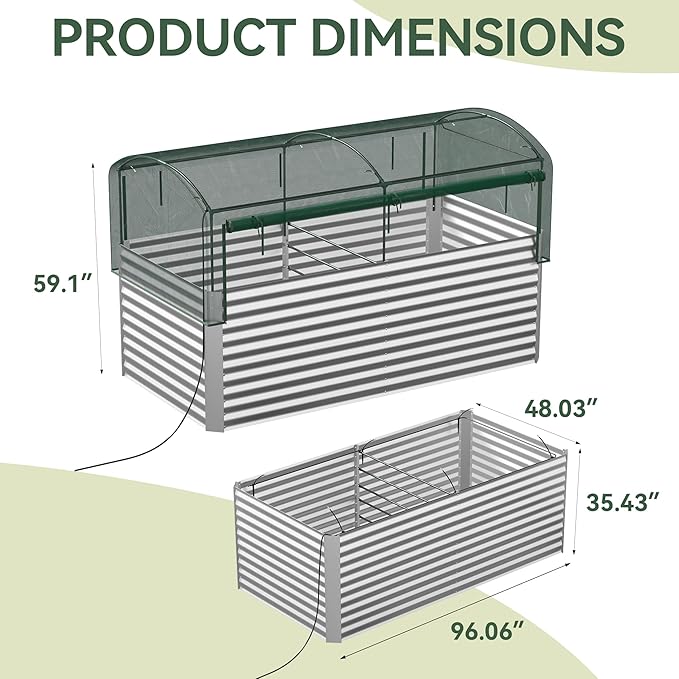 8x4x3 ft Tall Galvanized Raised Garden Bed with Self-Watering System, Elevated Planter Boxes Outdoor with Mesh Cover, Rectangular Deep Raised Beds for Gardening,Vegetables,Flower, Backyard, Patio