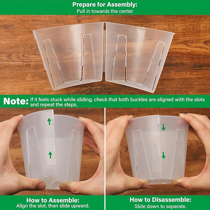 5 Inch Side-Open Orchid Pots 12 Pack, Clear Plastic Nursery Planters with Detachable Side Walls for Easy Repotting, Breathable Slotted Flower Pots with Drainage for Root Health